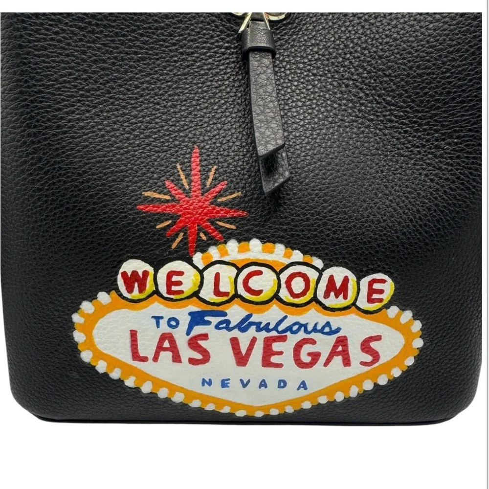 Kate Spade ♠️ Bucket Bag with custom painted Las Vegas theme /NWT - Picture 6 of 12